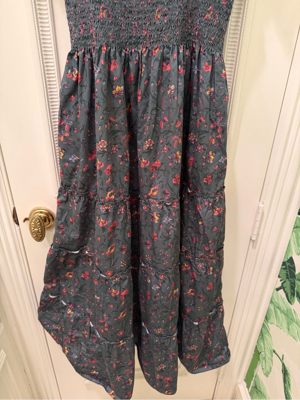 Hill House Ellie Nap in Fleur Chintz Bottle Green Smocked Midi Dress Size M - Picture 7 of 10